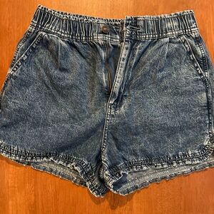 90s scrunch waist ruched bottom denim shorts